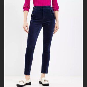 NWT LOFT Mariner Skinny Pants in Velvet -- deep Navy